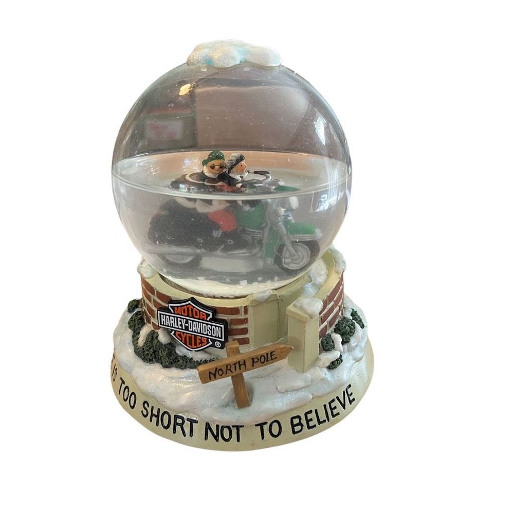 Vintage Harley Davidson Snow Globe Life’s Too Short Not To Believe FLAW‎ READ